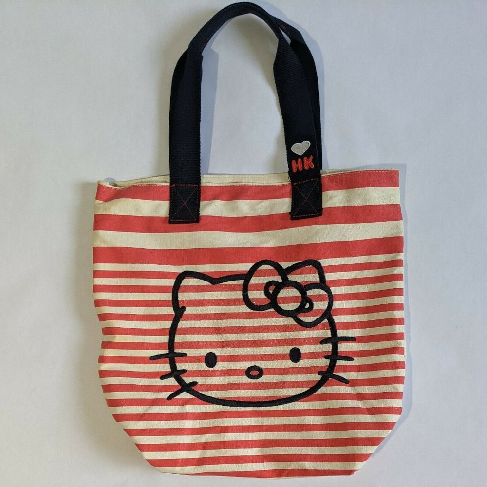 Hello Kitty Sequin Striped Coral Tote Purse